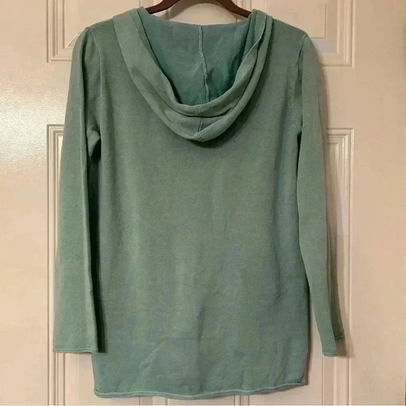 XS Barefoot Dreams Sunbleached Cotton Bonfire Hoodie in Seagreen/Turquoise, NWOT - Picture 4 of 4